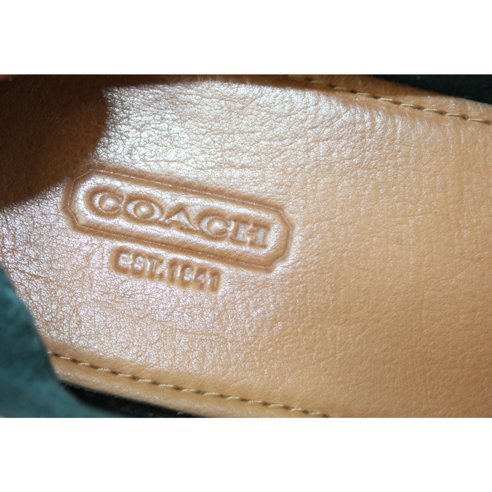 Coach Nadia Driver Loafers Women's 8.5 B Teal Suede Leather Slip On Tassel Bow - Picture 3 of 8